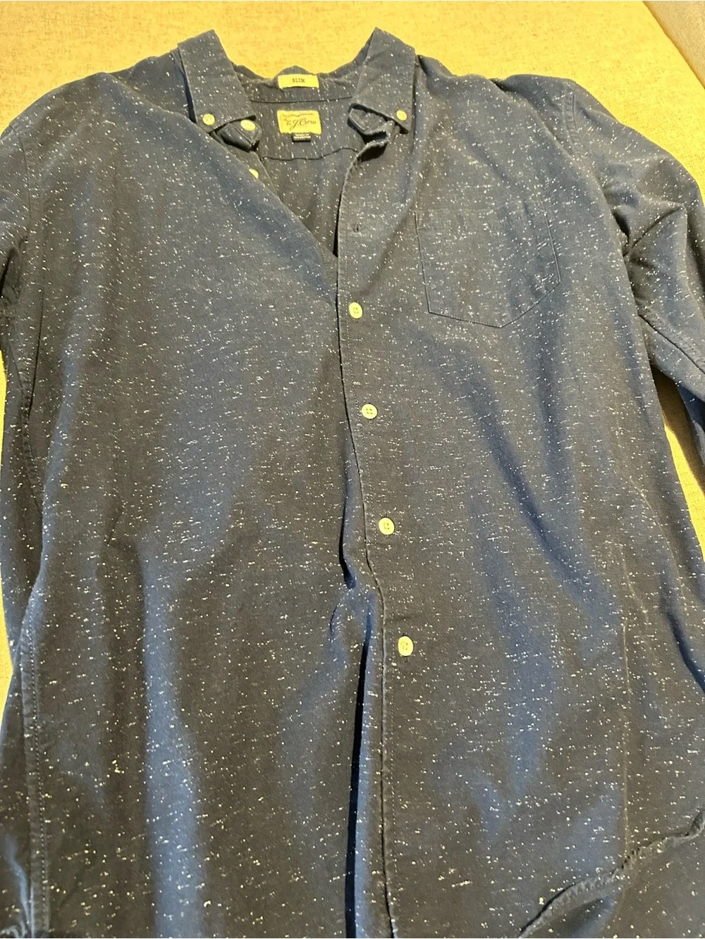 J Crew Slim Button-Down Navy Speckled Men's Shirt